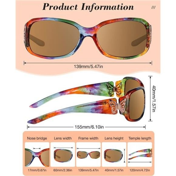 Polarized Sunglasses Butterfly Decoration 100% UV Protection for Women